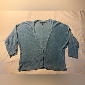 Eileen Fisher 100% Linen Blue Cropped Cardigan